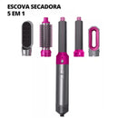 PINK/PRATA - Escova Secador de Cabelo 5 em 1 Multifuncional 110v