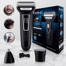 Barbeador Elétrico Kemei 3 em 1 – Barba, Cabelo e Pelos do Nariz | Recarregável Bivolt