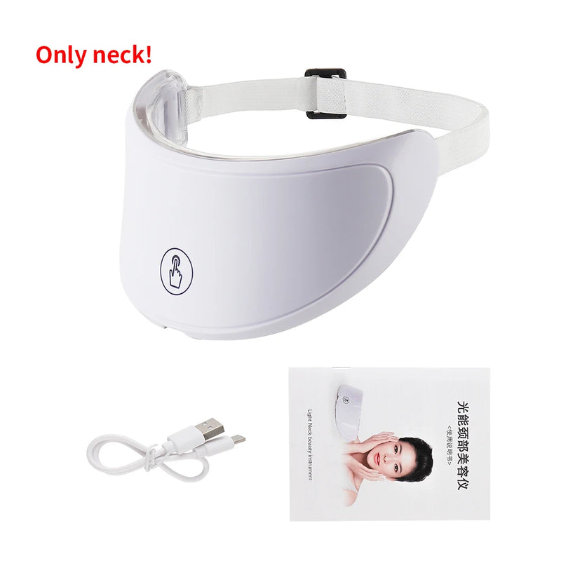 Sem fio 7 cores LED rosto beleza máquina fóton facial pescoço pele apertar rejuvenescimento facial pescoço máscara